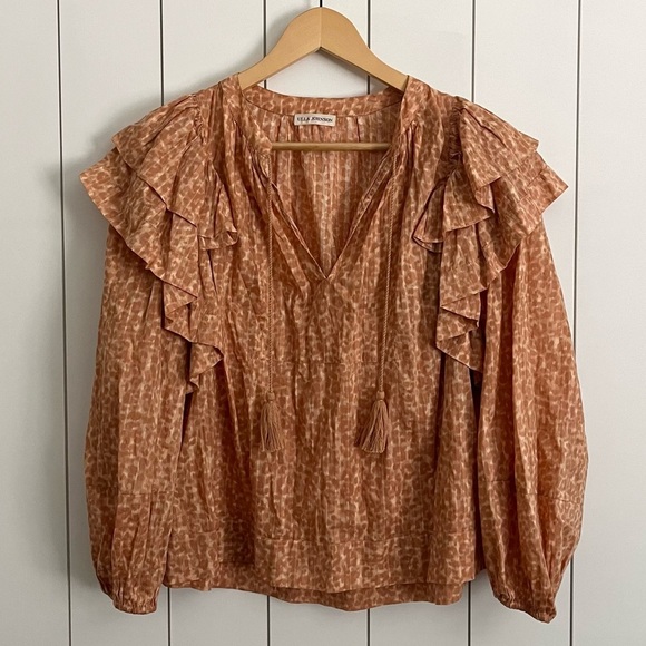 Ulla Johnson Carissa Ruffled Blouse in Peach - Picture 2 of 5